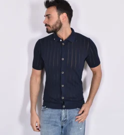 BOB Camicie<Polo camicia Travel blu maglia crepe