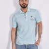 BOB Polo<Polo Ricky piquet celeste ricamata