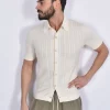 GRAN SASSO Polo<Polo camicia mezza manica Egyptian cotton bianco panna