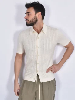 GRAN SASSO Polo<Polo camicia mezza manica Egyptian cotton bianco panna