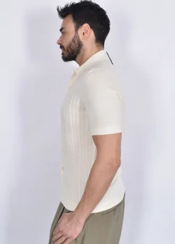 GRAN SASSO Polo<Polo camicia mezza manica Egyptian cotton bianco panna