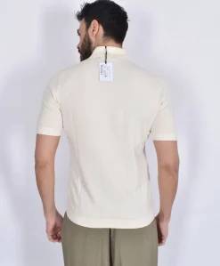 GRAN SASSO Polo<Polo camicia mezza manica Egyptian cotton bianco panna