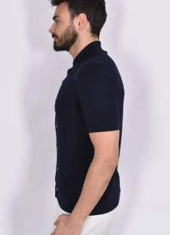 GRAN SASSO Polo<Polo camicia mezza manica Egyptian cotton blu