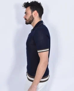 GRAN SASSO Polo<Polo camicia mezza manica fresh cotton blu