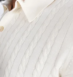 GRAN SASSO Polo<Polo camicia mezza manica Egyptian cotton bianco panna
