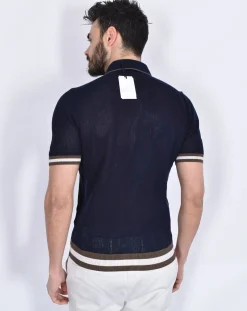 GRAN SASSO Polo<Polo camicia mezza manica fresh cotton blu