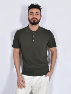 DANIELE FIESOLI Polo<Polo dry cotton verde militare