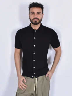 GRAN SASSO Polo<Polo camicia fresh cotton nera