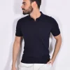 GRAN SASSO Polo<Polo fresh cotton scollo V tennis blu notte