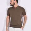 GRAN SASSO Polo<Polo fresh cotton tennis marrone collo V