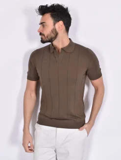 GRAN SASSO Polo<Polo fresh cotton tennis marrone collo V