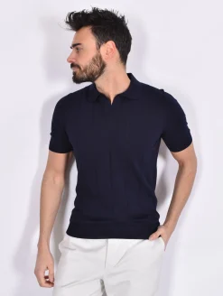 GRAN SASSO Polo<Polo fresh cotton scollo V tennis blu notte
