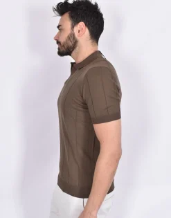 GRAN SASSO Polo<Polo fresh cotton tennis marrone collo V