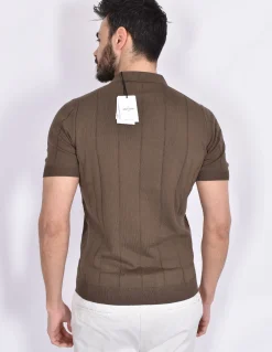 GRAN SASSO Polo<Polo fresh cotton tennis marrone collo V