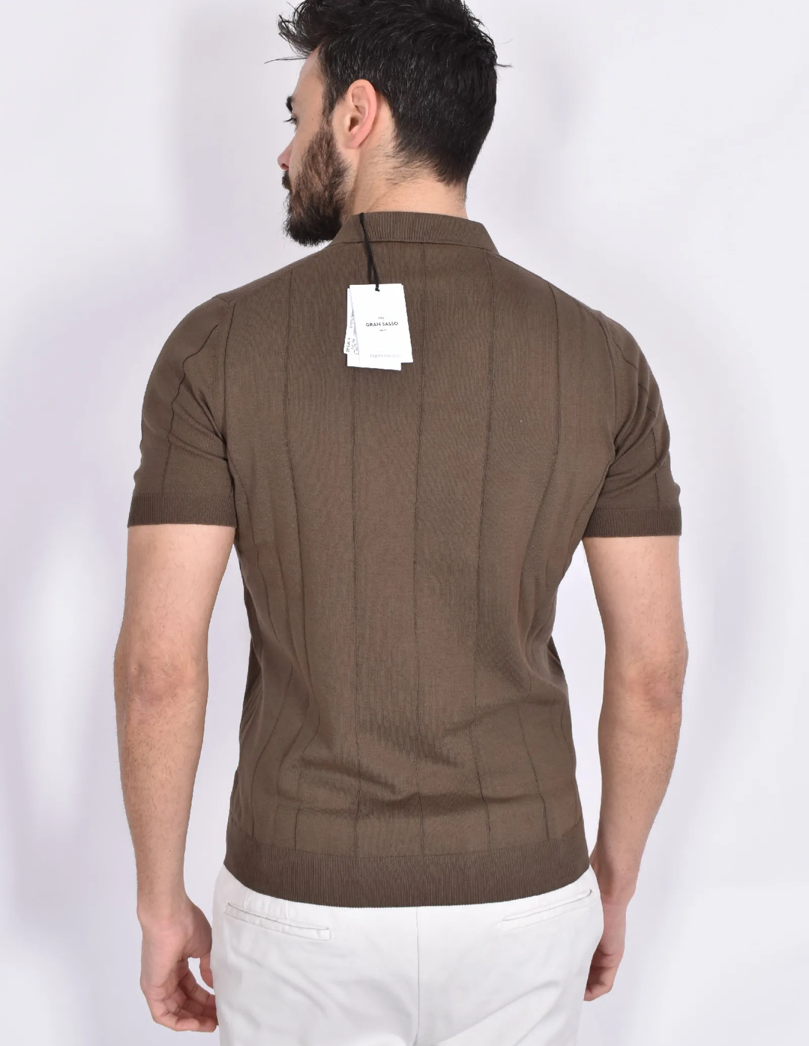 GRAN SASSO Polo<Polo fresh cotton tennis marrone collo V