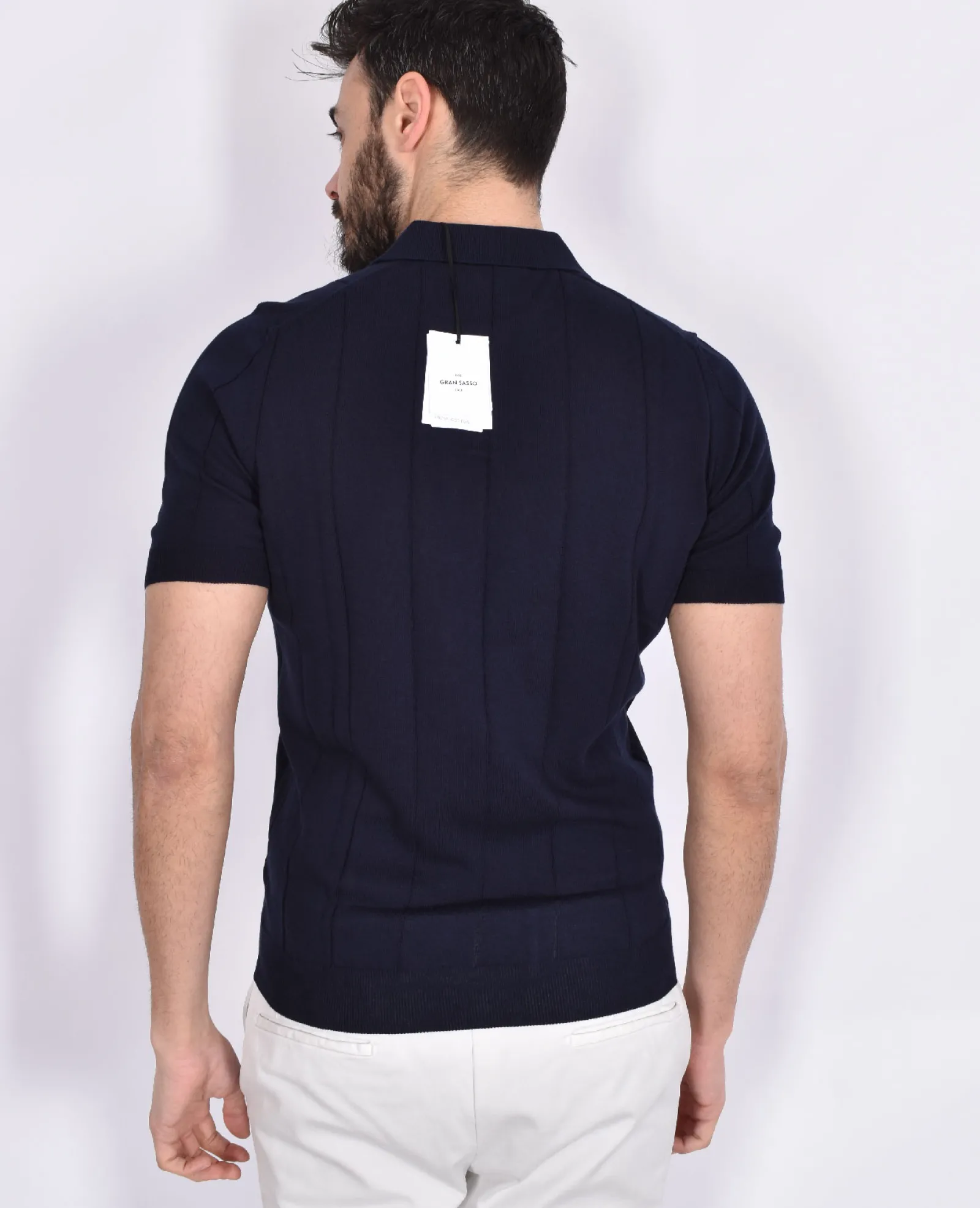 GRAN SASSO Polo<Polo fresh cotton scollo V tennis blu notte