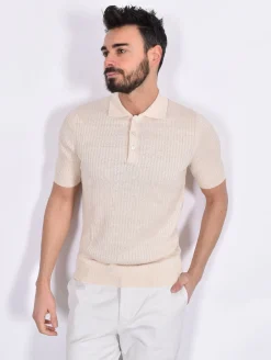 GRAN SASSO Polo<Polo lino cotone beige righe