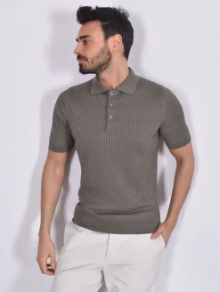 GRAN SASSO Polo<Polo lino cotone verde righe