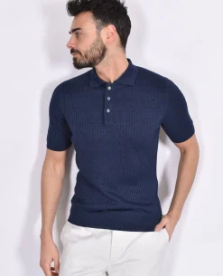 GRAN SASSO Polo<Polo lino cotone blu righe