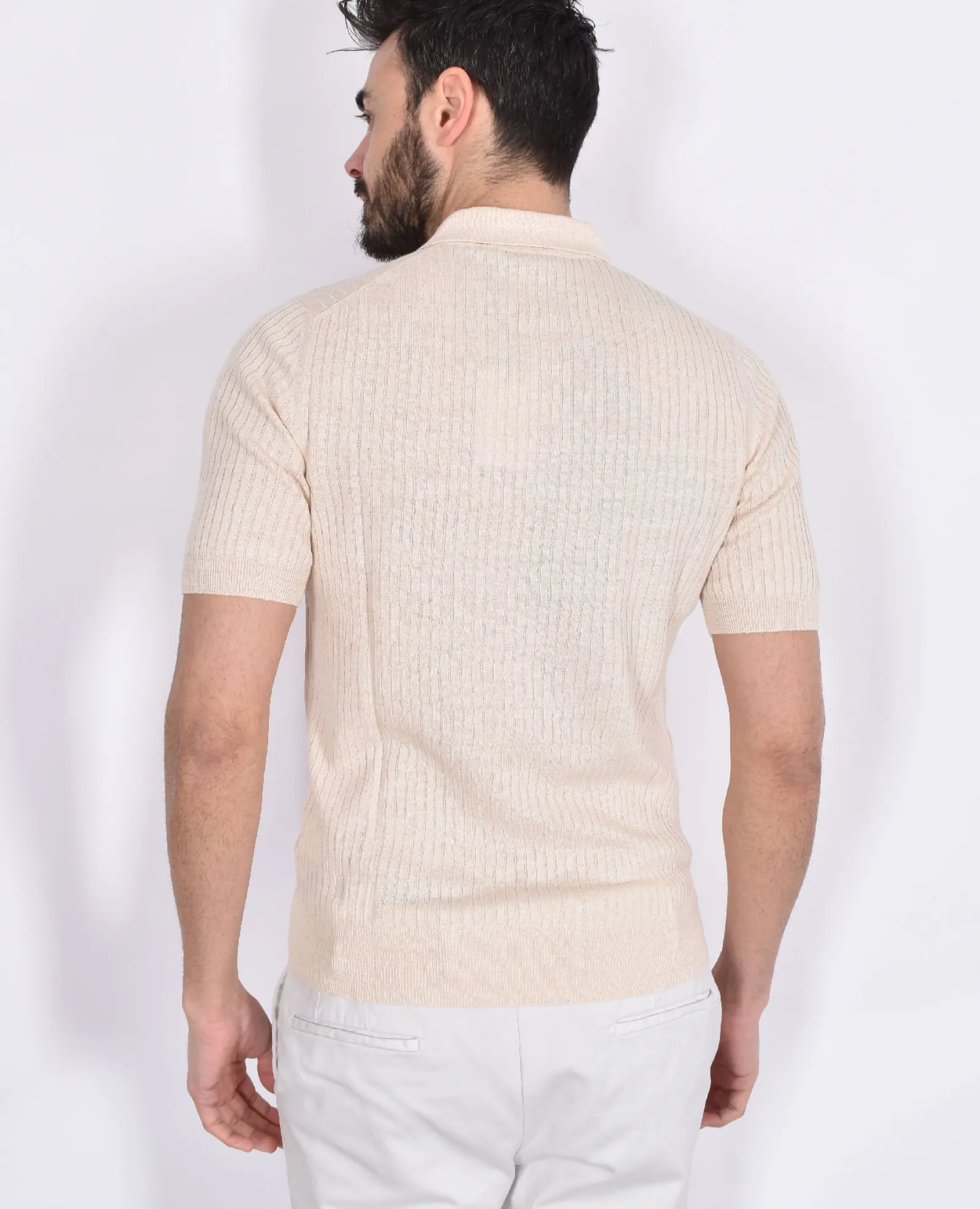 GRAN SASSO Polo<Polo lino cotone beige righe