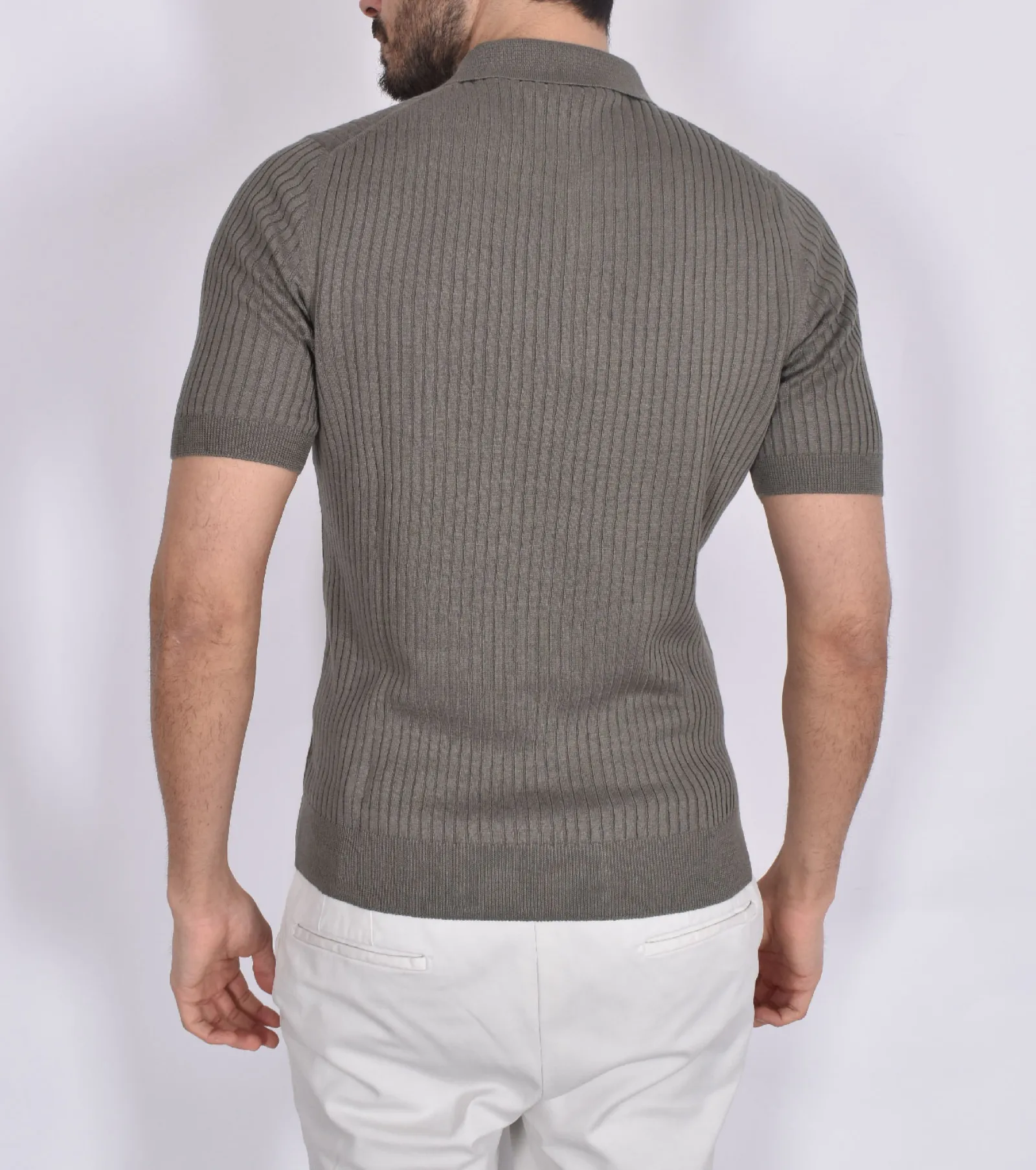 GRAN SASSO Polo<Polo lino cotone verde righe