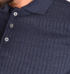GRAN SASSO Polo<Polo lino cotone blu righe