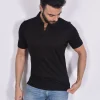 GRAN SASSO Polo<Polo scollo V lino nero