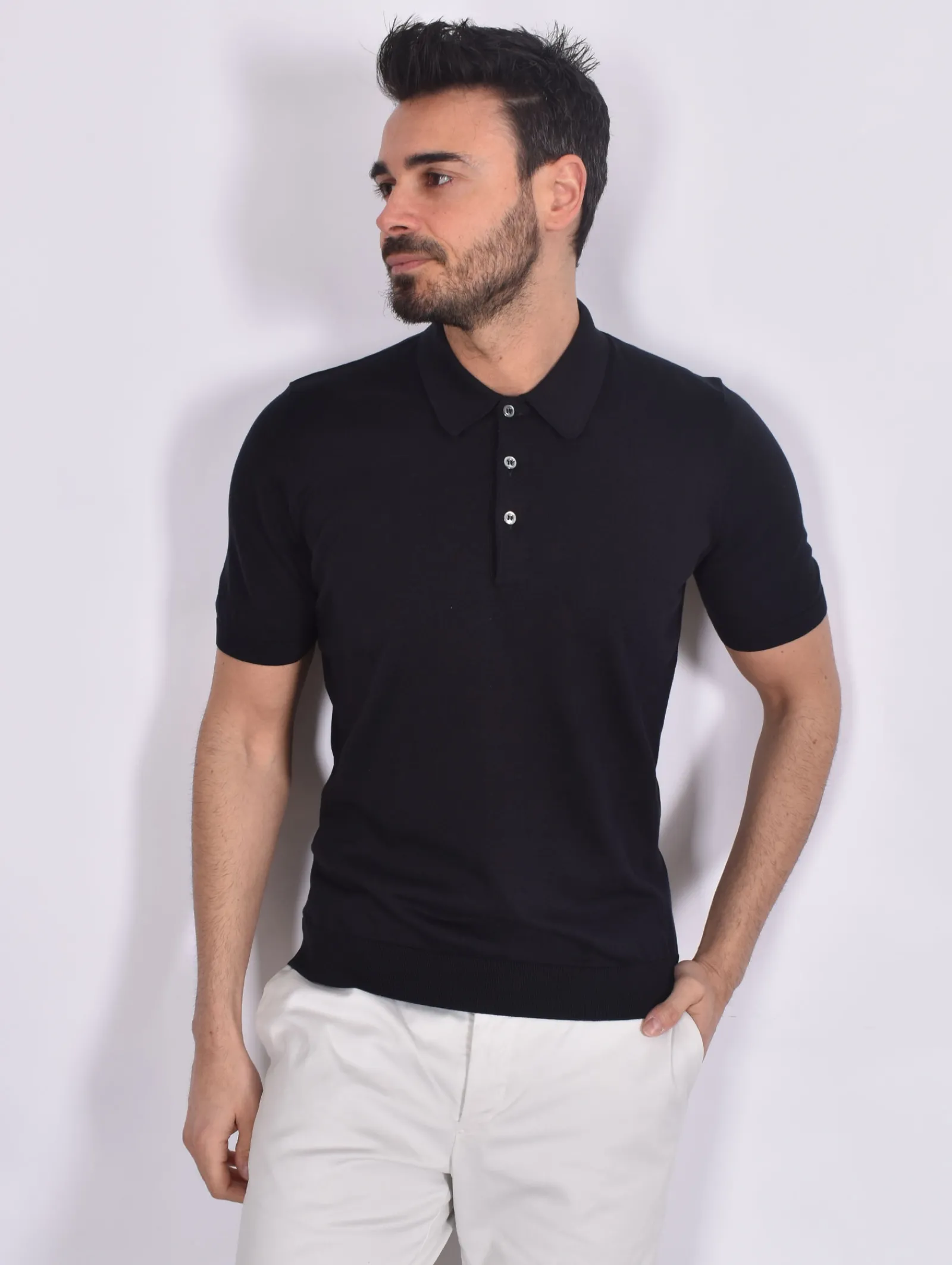 GRAN SASSO Polo<Polo Sea Island nero