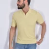 GRAN SASSO Polo<Polo seta cotone giallo paglia scollo v