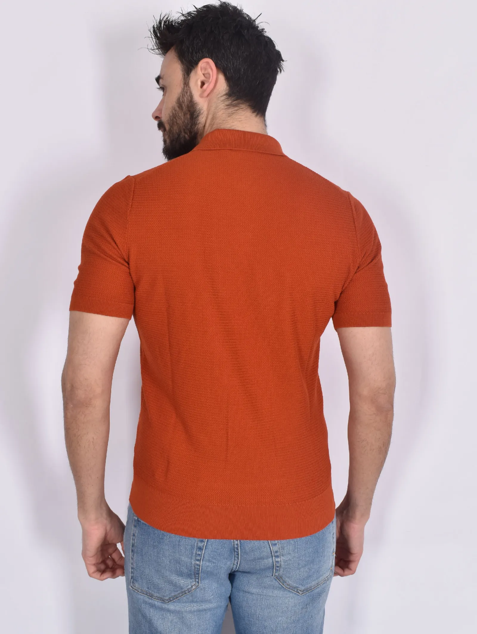 GRAN SASSO Polo<Polo seta cotone rosso aragosta scollo v