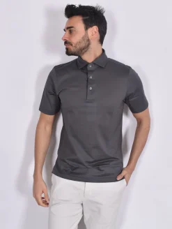 GRAN SASSO Polo<Polo tennis piquet filo scozia grigio