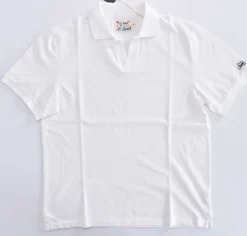 MC2 SAINT BARTH Polo<Polo piquet Charles bianco scollo V