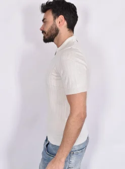 TAGLIATORE Polo<Polo scollo V senza bottoni seta cotone bianca Posh