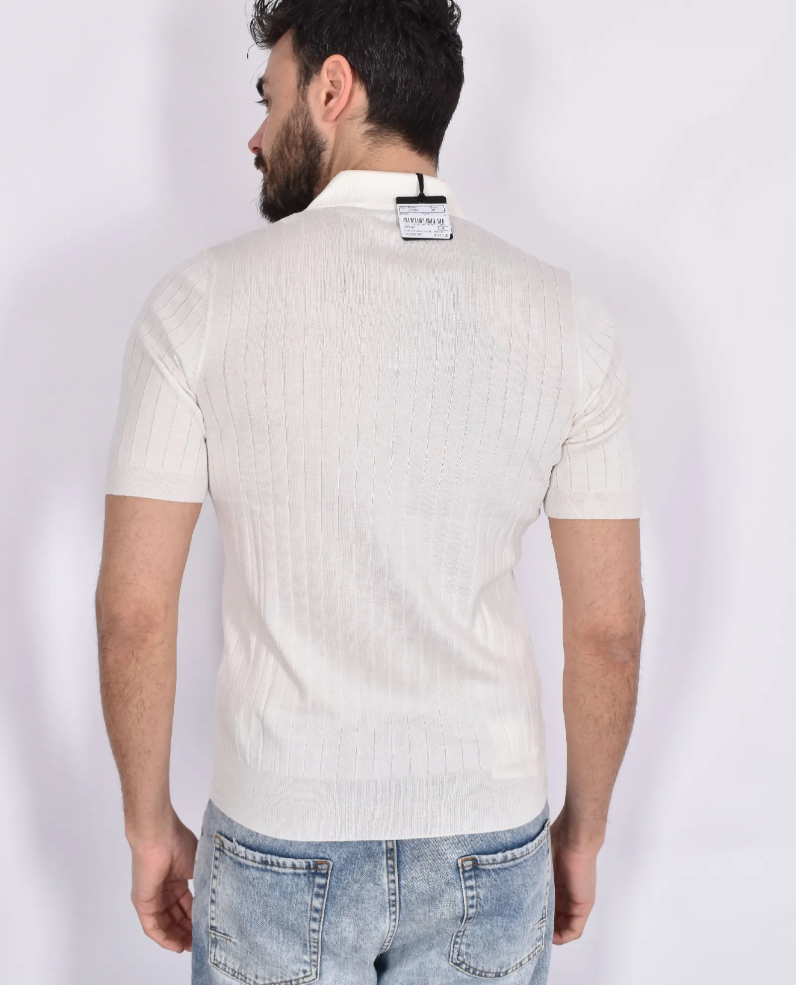 TAGLIATORE Polo<Polo scollo V senza bottoni seta cotone bianca Posh
