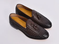 DOUCAL'S Scarpe<Scarpe mocassini Doucals pelle intrecciata moro Straw