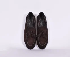 CLAUDIO MARINI Scarpe<Scarpe mocassini fatti a mano suede nappine moro