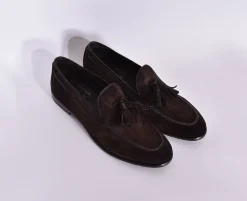 CLAUDIO MARINI Scarpe<Scarpe mocassini fatti a mano suede nappine moro