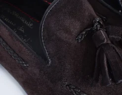 CLAUDIO MARINI Scarpe<Scarpe mocassini fatti a mano suede nappine moro