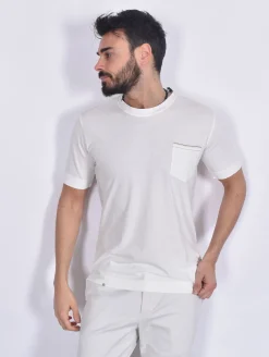 BOB T-shirt<T-shirt Sun bianca taschino ricamo