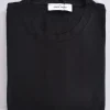 GRAN SASSO T-shirt<T-shirt maglia nero cotone crepe
