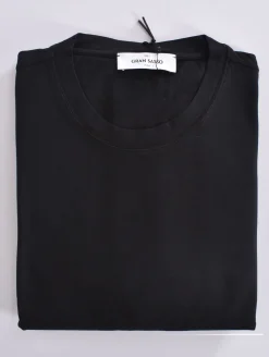 GRAN SASSO T-shirt<T-shirt maglia nero cotone crepe