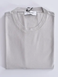GRAN SASSO T-shirt<T-shirt maglia grigio perla cotone crepe
