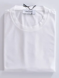 GRAN SASSO T-shirt<T-shirt maglia bianco cotone crepe