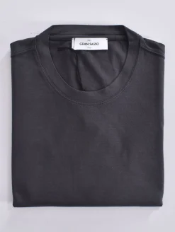 GRAN SASSO T-shirt<T-shirt maglia grigio scuro cotone crepe